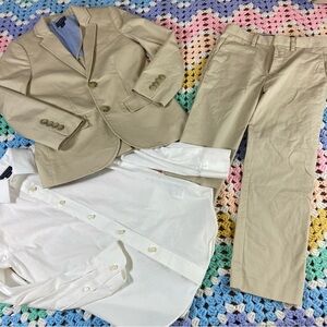 Crewcuts Thompson j crew size 6 Boys Suit khaki Tan blazer pants shirt set